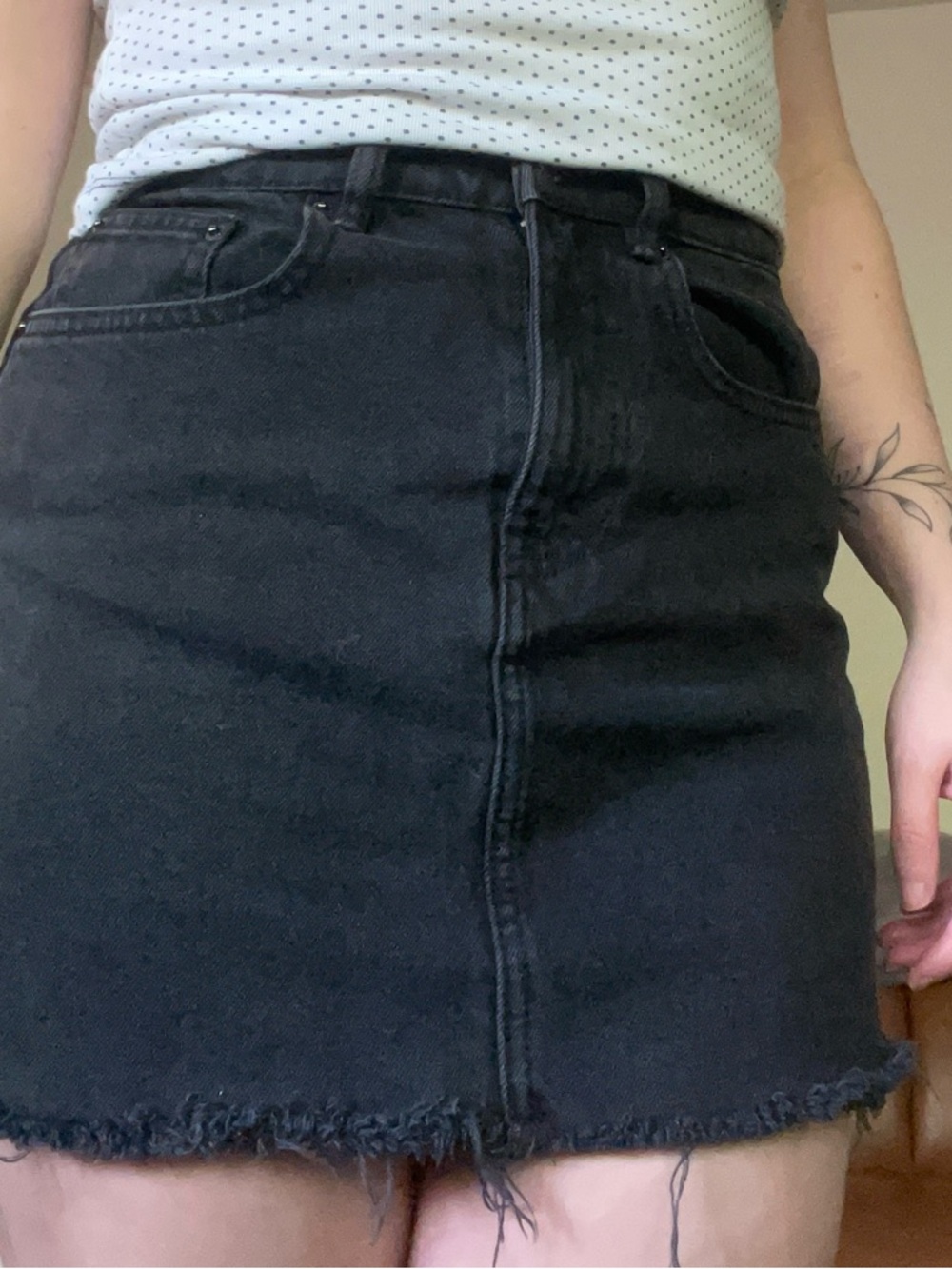 Zara Black Denim High Rise Mini Skirt - Picture 6 of 6